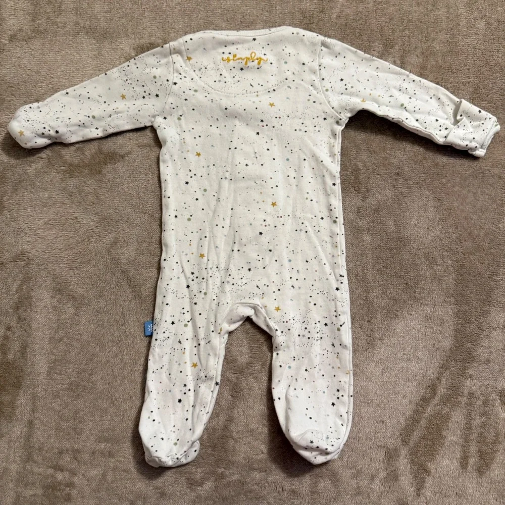 Simply Magnetic Me Organic Cotton Star Print Footed Sleeper 0-3 Months White